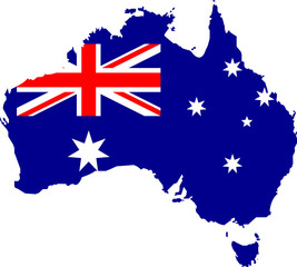 Australia flag on map