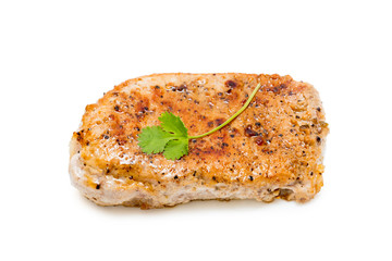 Grilled beef steak isolated on a white background