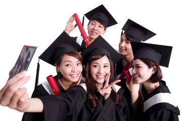 Selfie of happy graduates student