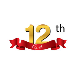 12 april golden calendar with red ribbon