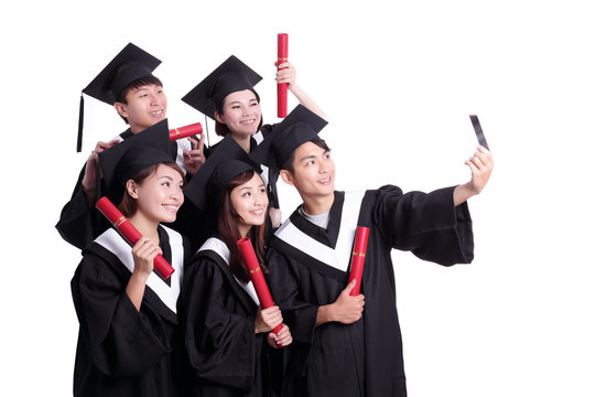 Selfie of happy graduates student