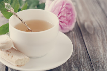 Tea in the Shabby Chic style . Toned photo