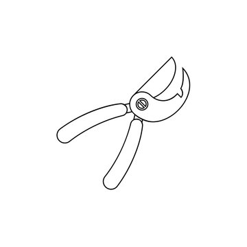 black outline pruning shears on white clip art preview