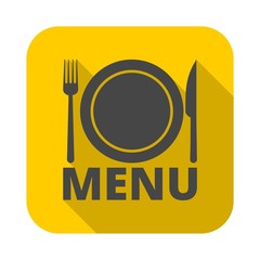 Menu icon, restaurant sign with long shadow