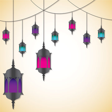 Moroccan lantern card in vector format.