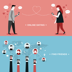 online dating flat design