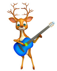 cute Deer cartoon character with guitar