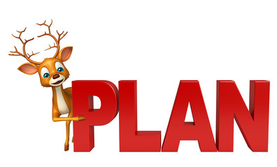 cute Deer cartoon character with plan