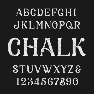 Chalk alphabet vector font. Hand drawn letters and numbers. Vector alphabet for menu, labels, headlines, posters etc.