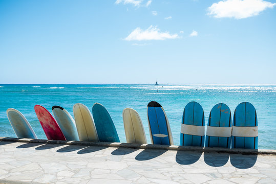 Surfer boards on the beach