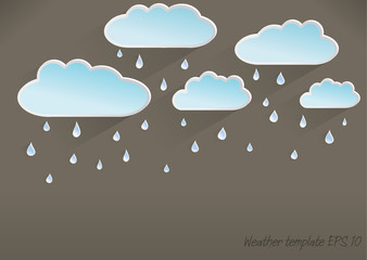 Vector 3D weather template of rainy day, dark