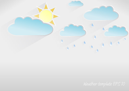 Vector 3D weather template of partly cloudy day, light