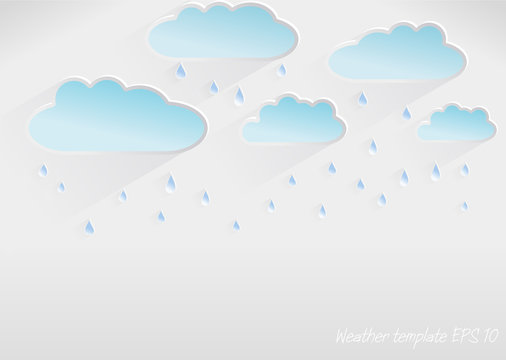 Vector 3D weather template of rainy day, light