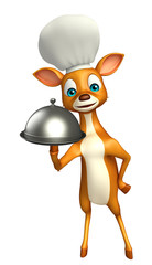 fun Deer cartoon character with cloche and chef hat