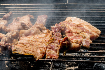 Pork roast on charcoal