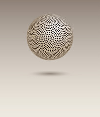a ball of japanese dots scales pattern floating in the air in beige and dark brown