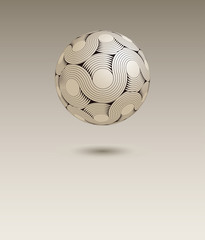 an infinite moebius stripe sphere floating in the air, in beige and black