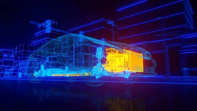 Inside the car - wire overview transmission, engine, suspension, wheels