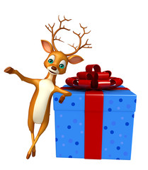 Fototapeta premium fun Deer cartoon character with gift box