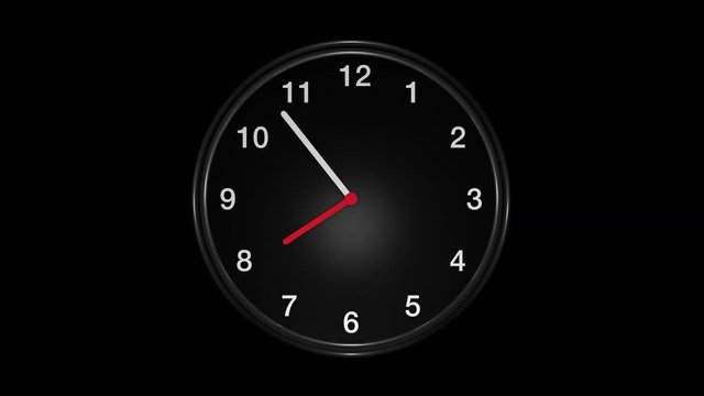 Wall clock isolated on alpha channel, seamless loop