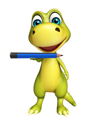 Fototapeta premium cute Dinosaur cartoon character with pencil
