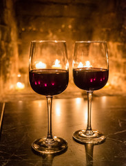 wine and a fire