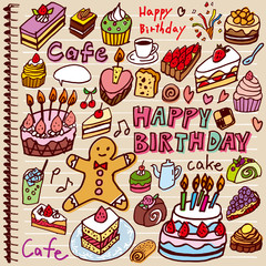 ケーキ 落書き ノート カラー