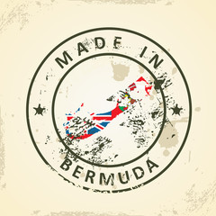Stamp with map flag of Bermuda