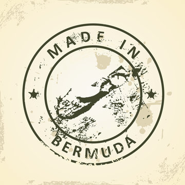Stamp with map of Bermuda