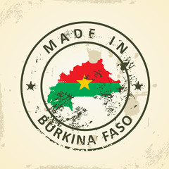Stamp with map flag of Burkina Faso