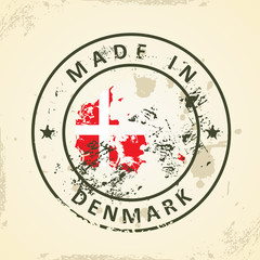 Stamp with map flag of Denmark