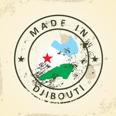 Stamp with map flag of Djibouti
