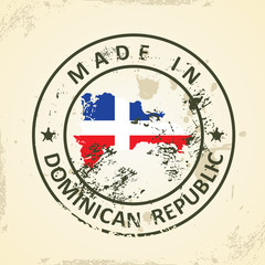 Stamp with map flag of Domican Republic