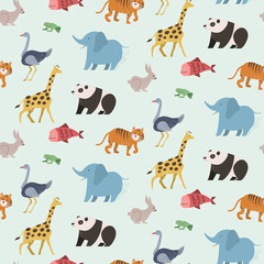 Seamless pattern of animal set