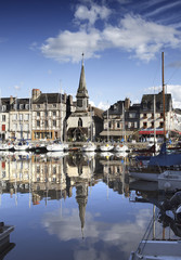 Old Town and Ships in Port at Honfleur Normandy France on Octobe