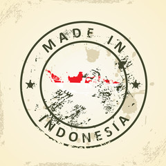 Stamp with map flag of Indonesia