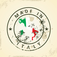 Stamp with map flag of Italy