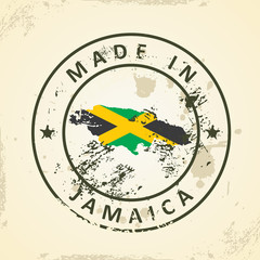 Stamp with map flag of Jamaica