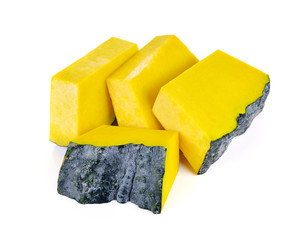 Sliced pumpkin isolated on white background