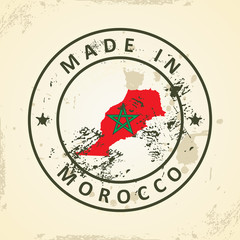Stamp with map flag of Morocco