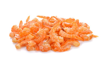 dried shrimp on white background - obrazy, fototapety, plakaty