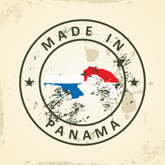 Stamp with map flag of Panama