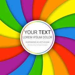 Fototapeta premium Modern colorful rainbow background. Vector illustration in LGBT colors. Symbol of peace, gay culture. Paper layers in a Material design style. Flyer, brochure, covert template