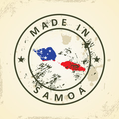 Stamp with map flag of Samoa