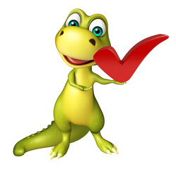 cute Dinosaur cartoon character with right sign