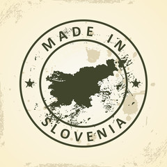 Stamp with map of Slovenia