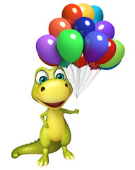 fun Dinosaur cartoon character with balloons