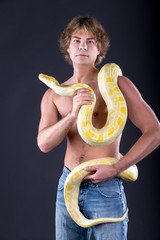Fototapeta premium Man with python