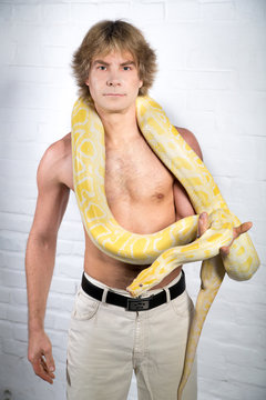 Man with python