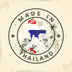 Stamp with map flag of Thailand